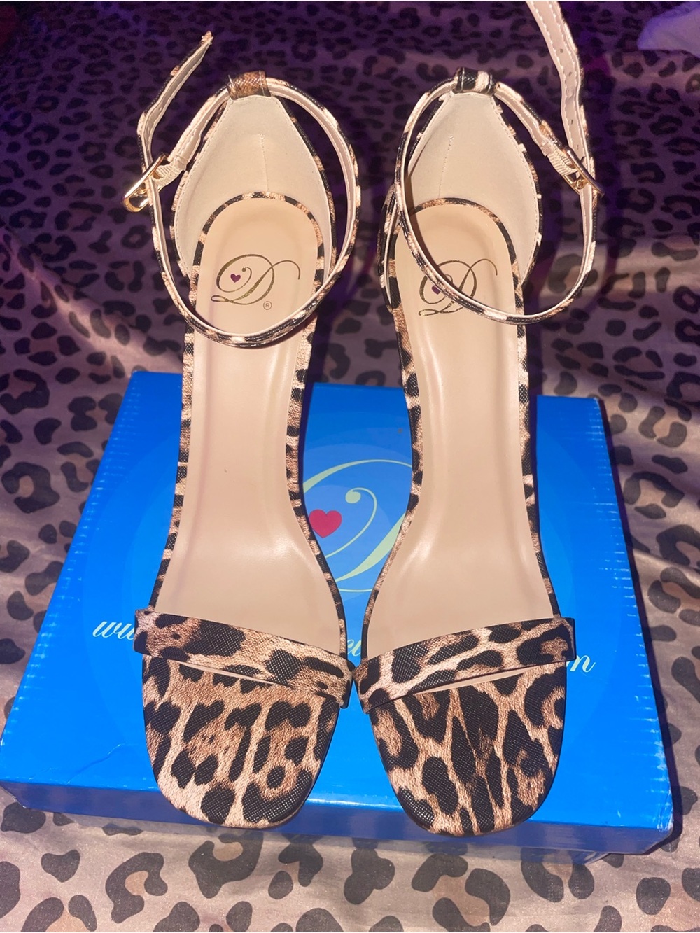 Delicious Leopard Print Ankle-Strap Heels - Brown/Black